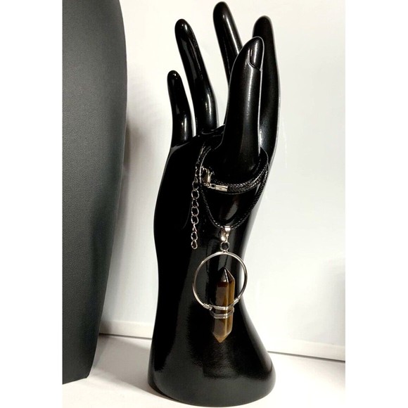 Tiger Eye Two Pointed In Circle Pendent Premium Wax Cord Black - Picture 3 of 6